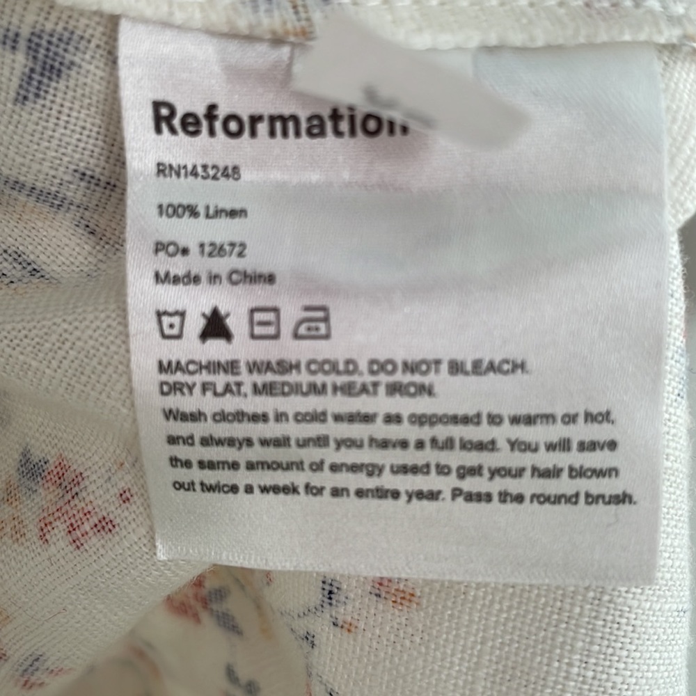 REFORMATION Carmelo Gabrielle Linen Floral Wrap Mini Dress - Picture 5 of 16